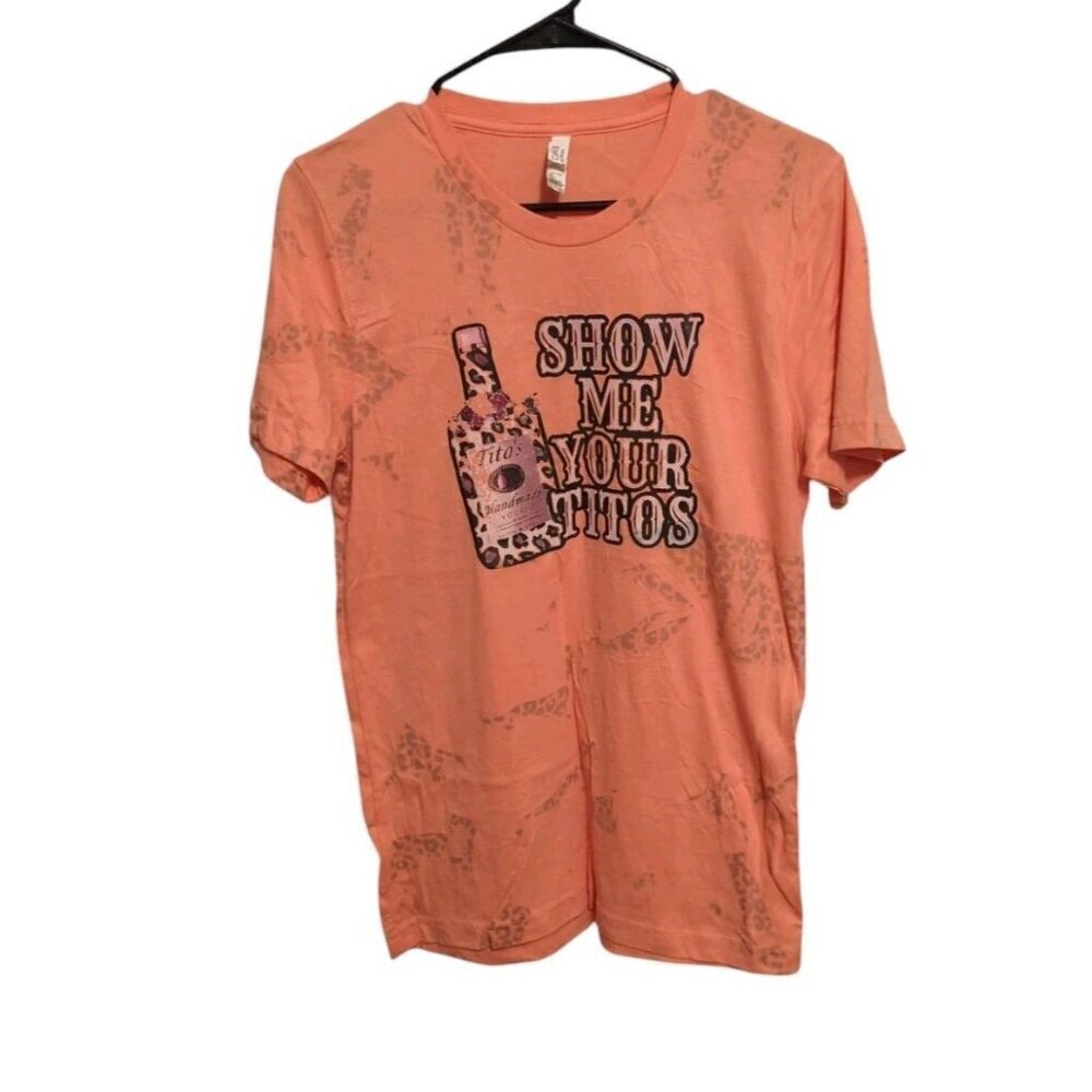 Peach Animal Printed Women's Size Small Bella Canvas "Titos" Tshirt